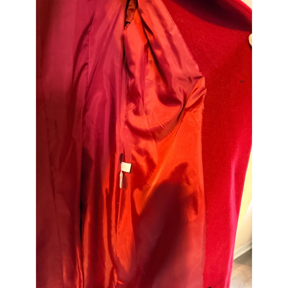 Marvin Richards New York Red Wool Blend Oversized Collar A-Line Coat Womens 10 - Picture 9 of 13